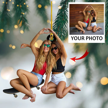 Custom photo Ornament - Couple Photo Ornament - Anniversary Gift For Married Couple, Wife, Husband | Married 1